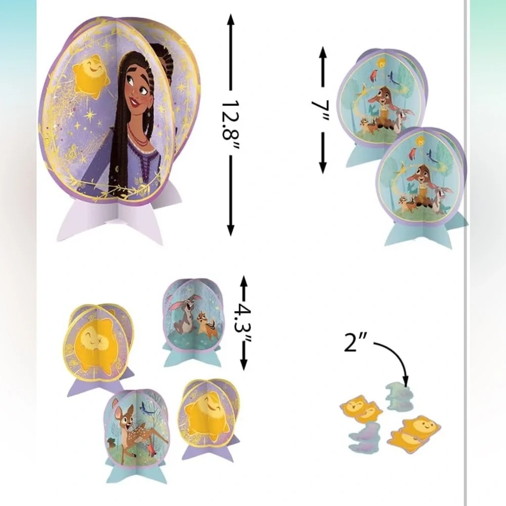 Disney Wish Table Center Piece Party Decorations - Purple and Yellow